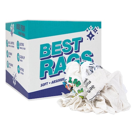 Monarch R2-W50 T-Shirt Reclaimed Rags White - 10lb Box R2-W50-10